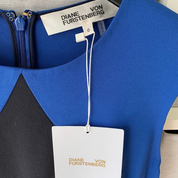 Diane Von Furstenberg Colorblock Sheath Dress NWT Size 0 - Picture 6 of 9